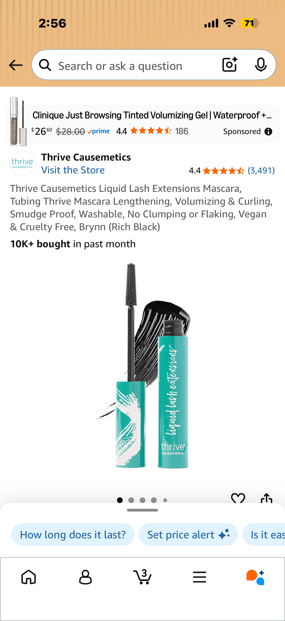 Thrive Causemetics Liquid Lash Extensions Mascara, Tubing Thrive Mascara Lengthening, Volumizing & Curling, Smudge Proof, Washable, No Clumping or Flaking, Vegan & Cruelty Free, Brynn (Rich Black)