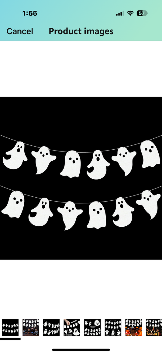 Halloween Ghost Banners Glitter Scary Halloween Decoration 2PCS Pre-Strung White Glitter Ghost Hanging Banner for Haunted Houses Indoor Outdoor Birthday Baby Shower Decor Supplies