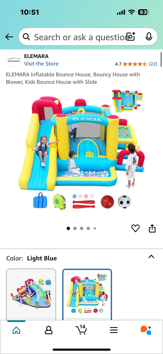 New - ELEMARA Inflatable Bounce House, Bouncy House with Blower, Kids Bounce House with Slide (W439)