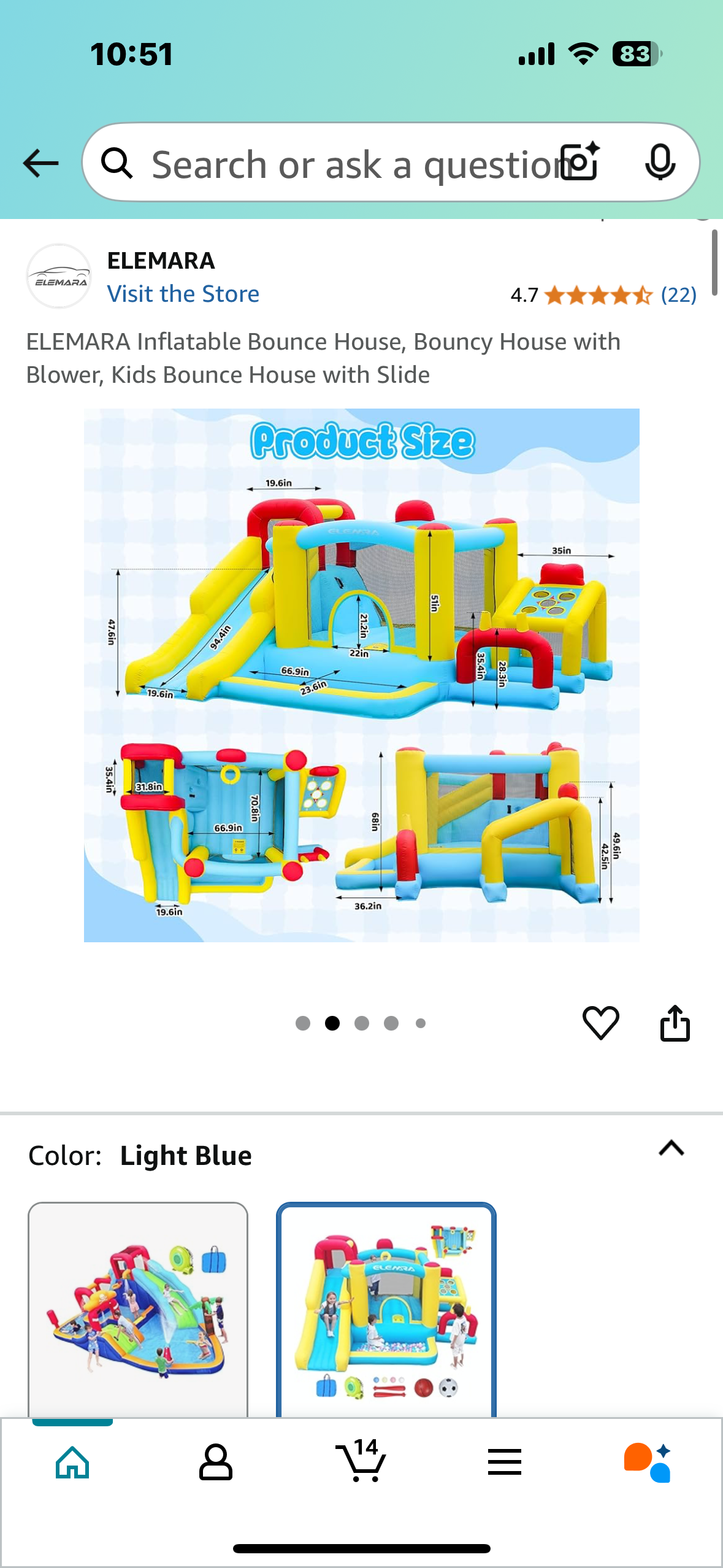 New - ELEMARA Inflatable Bounce House, Bouncy House with Blower, Kids Bounce House with Slide (W439)