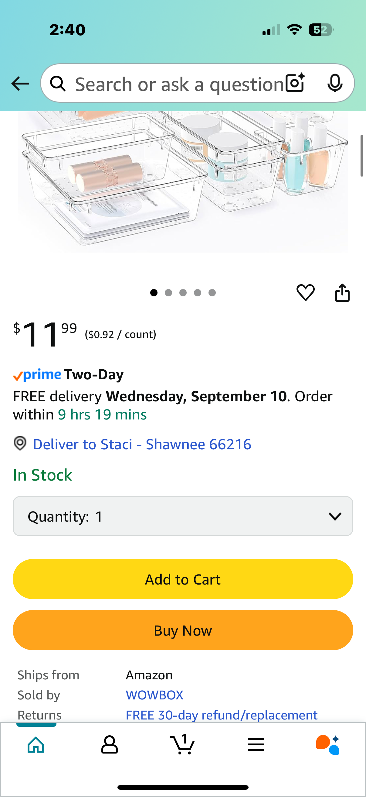 WOWBOX 13 PCS Clear Plastic Drawer Organizer Set, 5 Sizes Desk Drawer Divider Organizers and Storage Bins for Makeup, Jewelry, Gadgets for Kitchen, Bedroom, Bathroom, Office