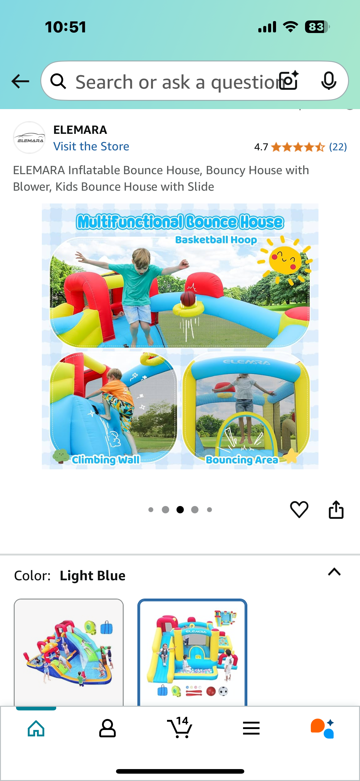New - ELEMARA Inflatable Bounce House, Bouncy House with Blower, Kids Bounce House with Slide (W439)
