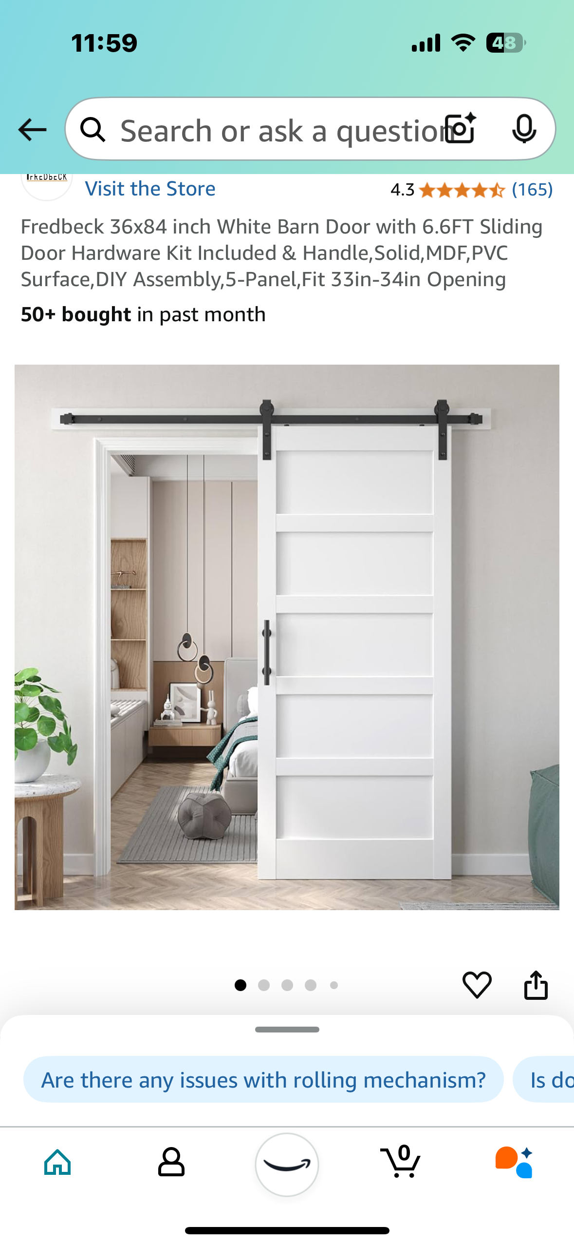 New - Barn Door 36” x 84” Solid White With Hardware Kit (L772)