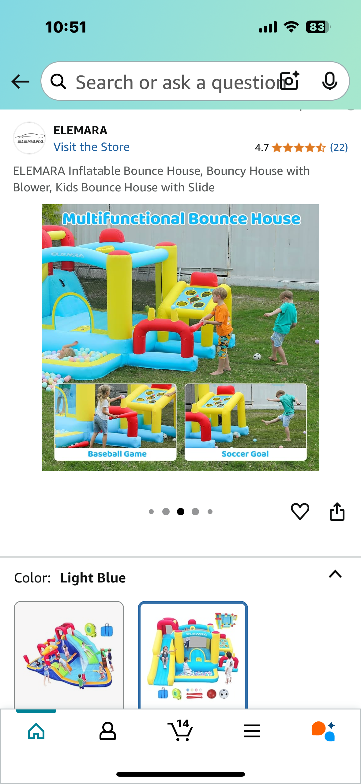 New - ELEMARA Inflatable Bounce House, Bouncy House with Blower, Kids Bounce House with Slide (W439)
