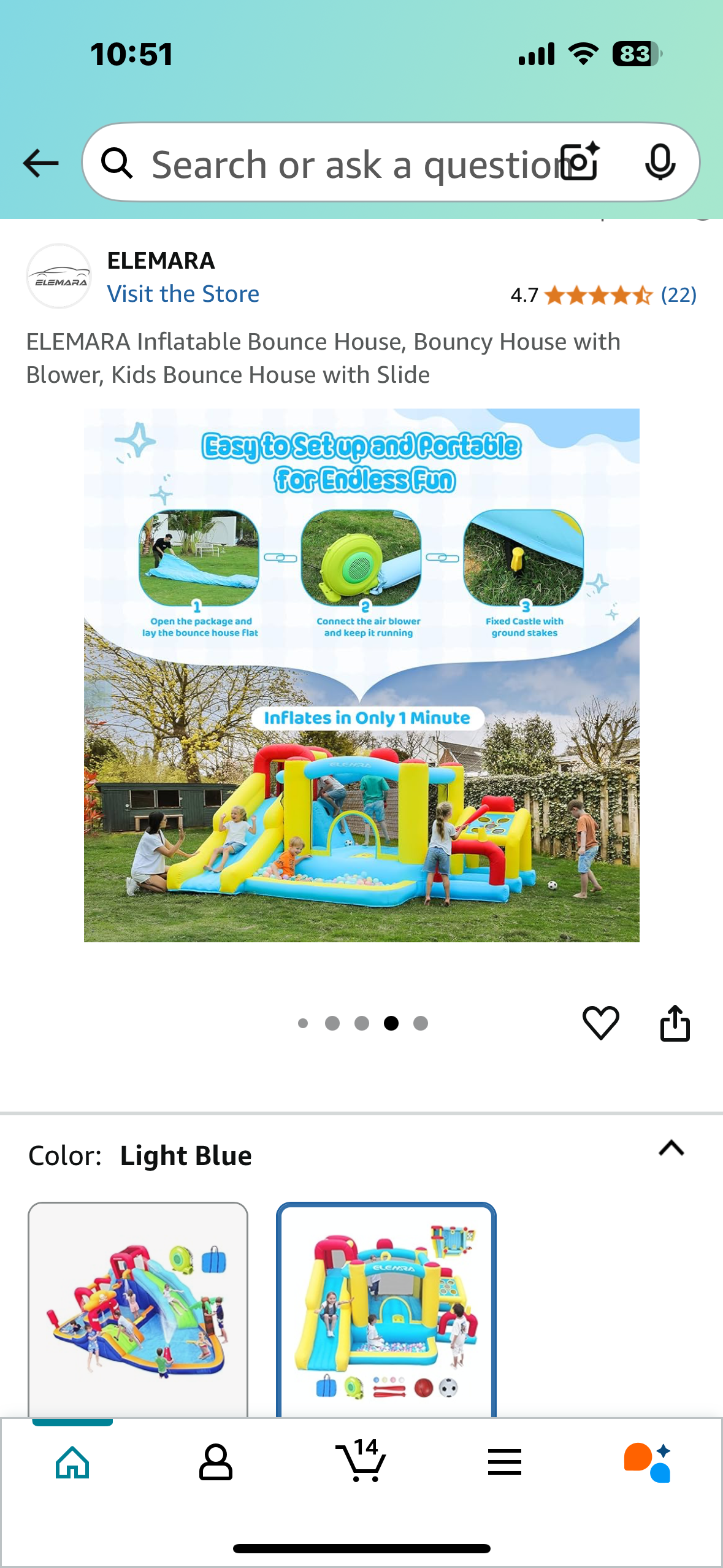 New - ELEMARA Inflatable Bounce House, Bouncy House with Blower, Kids Bounce House with Slide (W439)