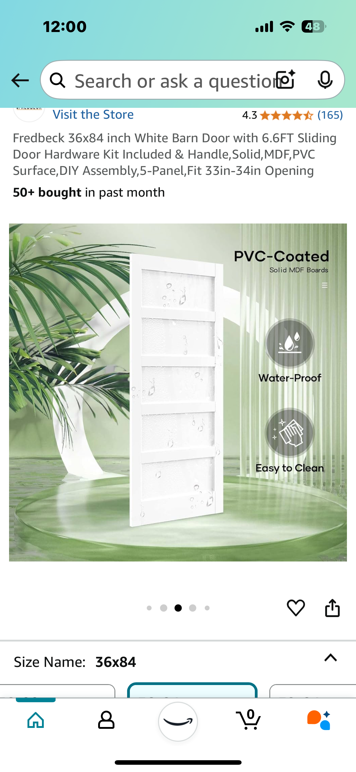 New - Barn Door 36” x 84” Solid White With Hardware Kit (L772)