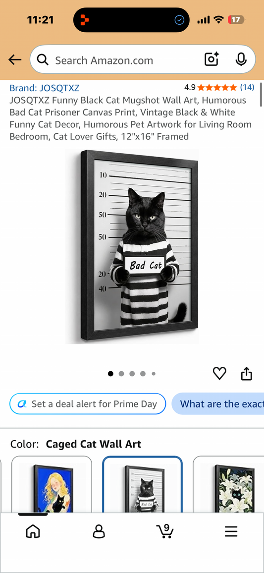 Funny Black Cat Mugshot Wall Art, Humorous Bad Cat Canvas Print, Vintage Black & White Funny Cat Decor, Humorous Pet Artwork for Living Room Bedroom, Cat Lover Gifts, 12"x16" Framed