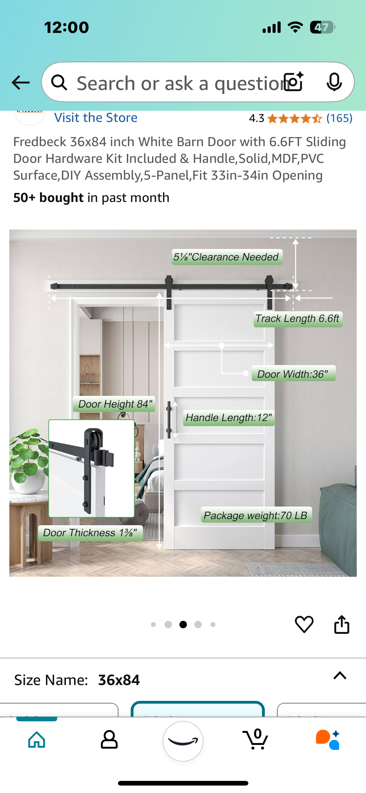 New - Barn Door 36” x 84” Solid White With Hardware Kit (L772)