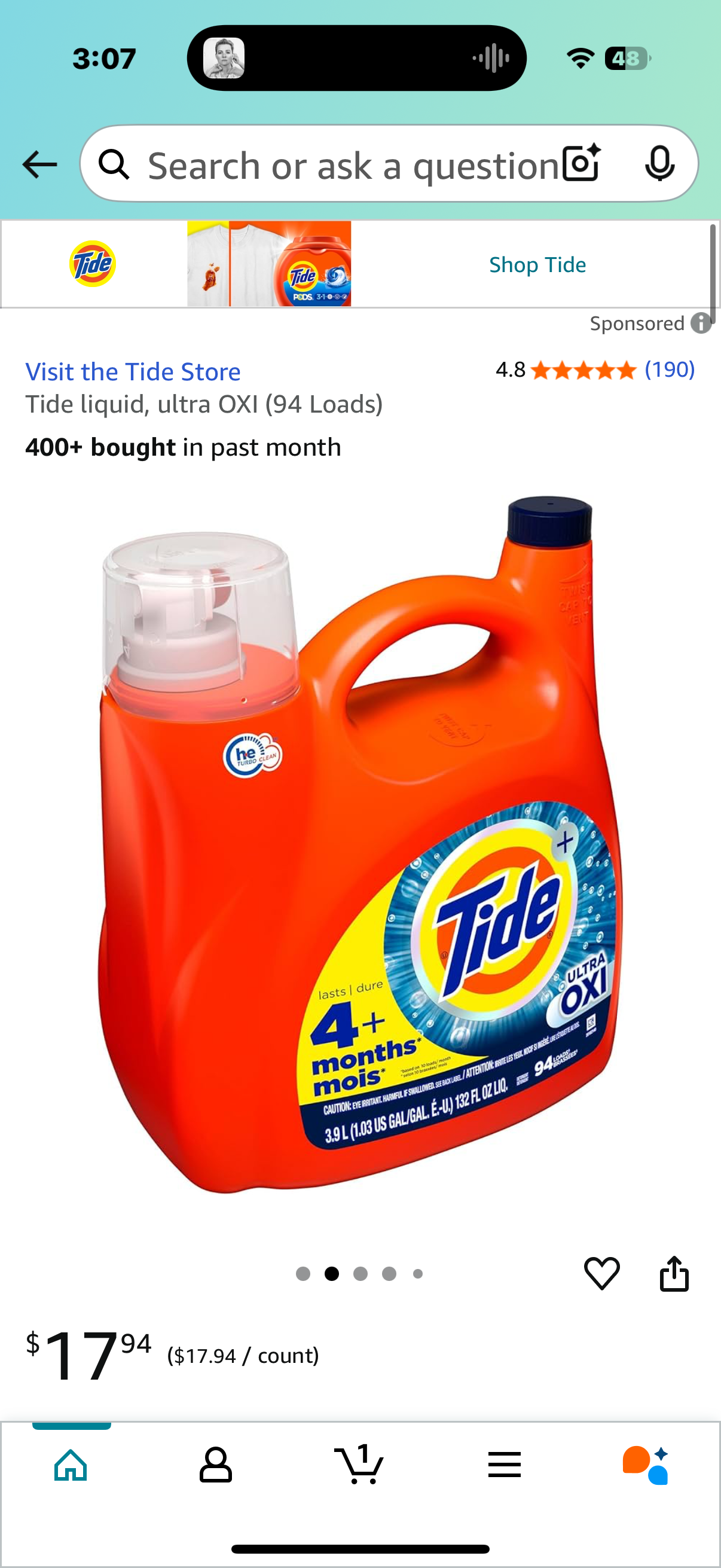 Tide liquid, ultra OXI (94 Loads