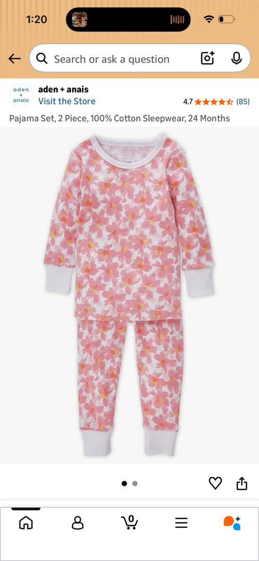 Pajama Set, 2 Piece, 100% Cotton Sleepwear (Size 24 Months)