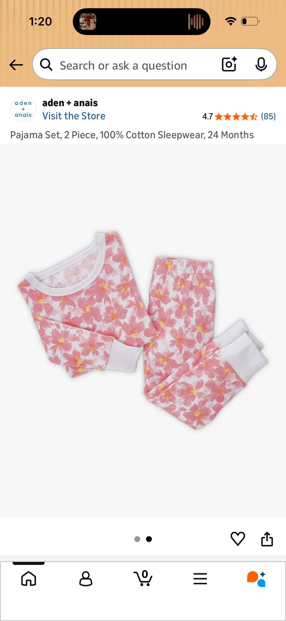 Pajama Set, 2 Piece, 100% Cotton Sleepwear (Size 24 Months)