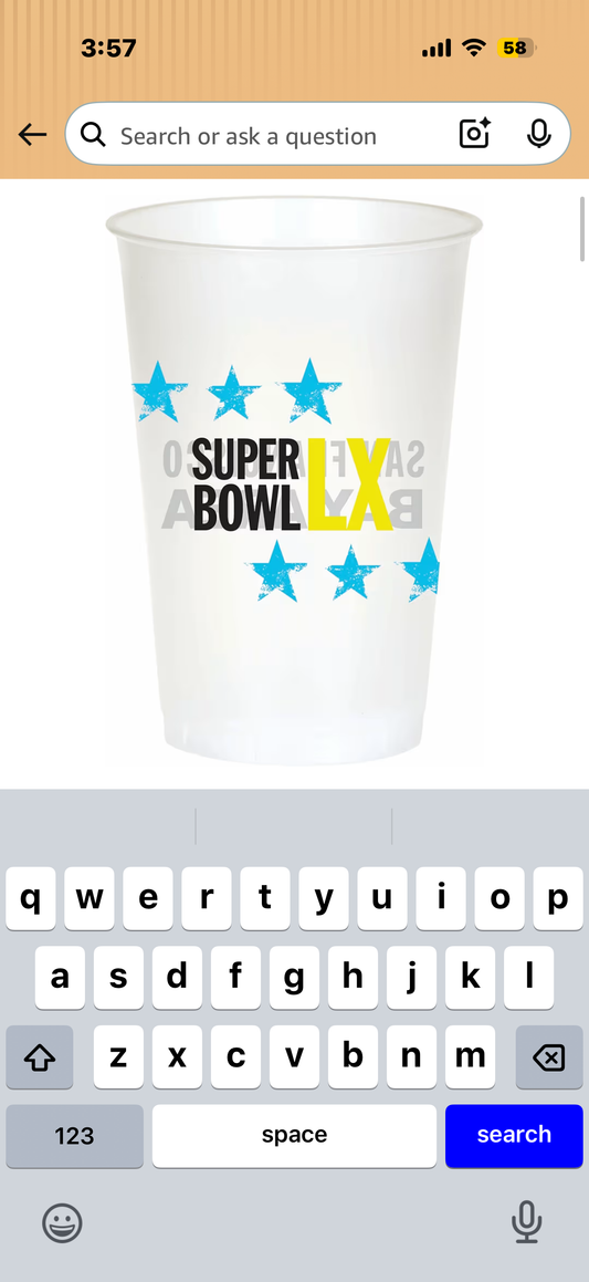 Trendware NFL Super Bowl LX 2026 Football Multicolored 20 oz Disposable Plastic Cups, 24 ct