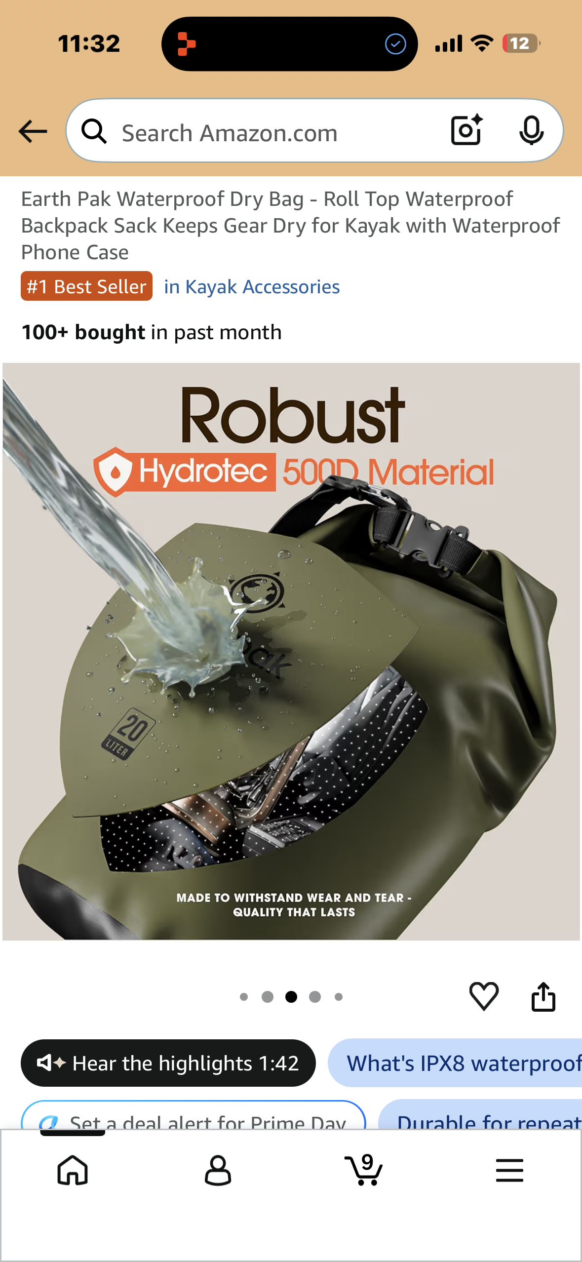 Earth Pak Waterproof Dry Bag - Roll Top Waterproof Backpack Sack Keeps Gear Dry for Kayak (40 L)
