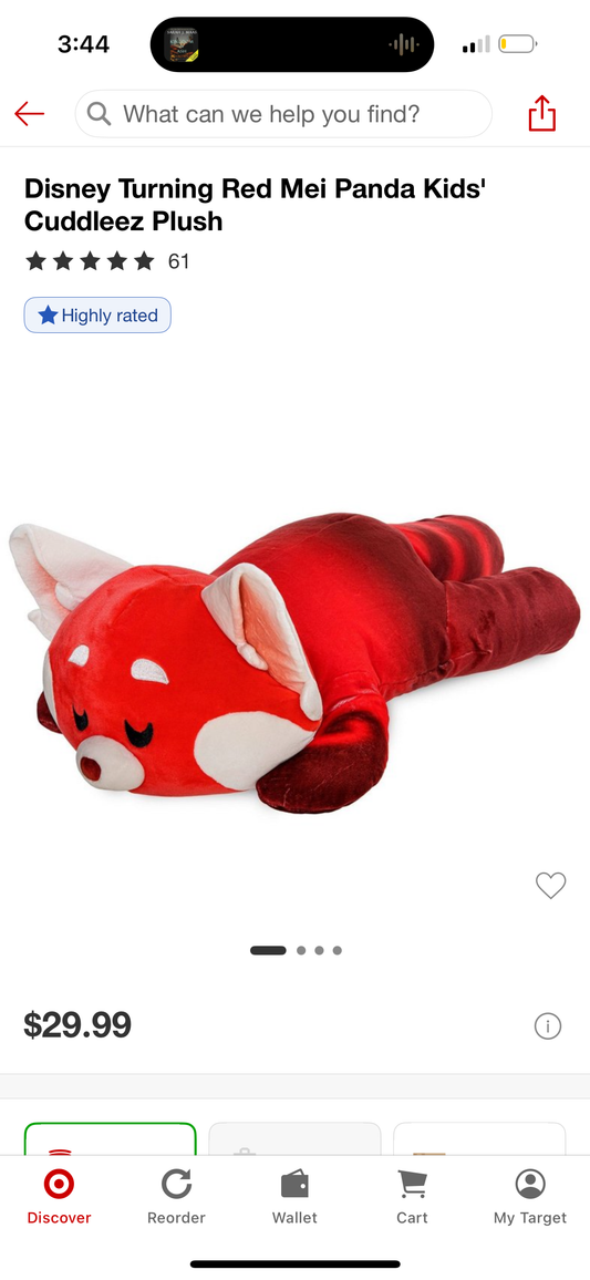 Disney Turning Red Mei Panda Kids' Cuddleez Plush