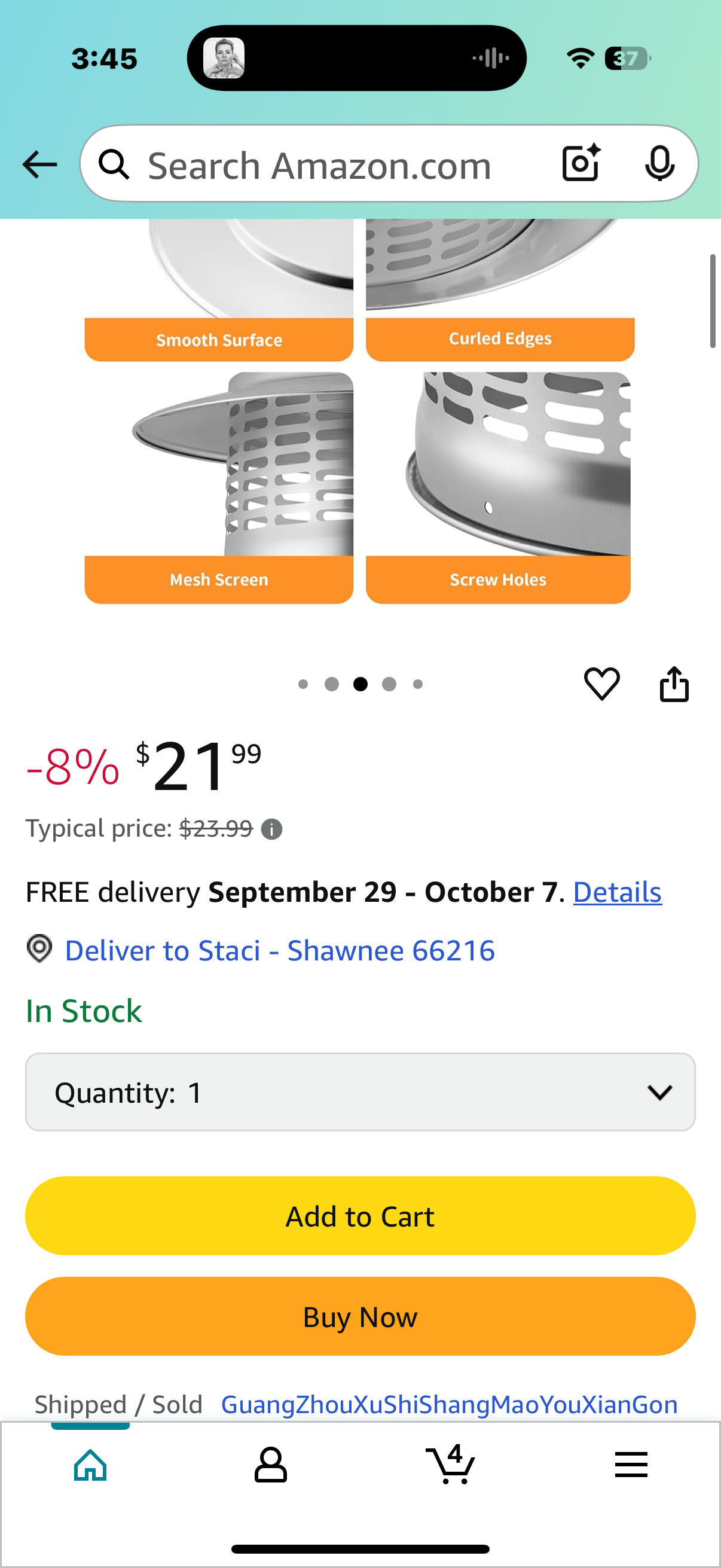 8 Inch 304 Stainless Steel Chimney Cap, Round Chimney Cover with Screen, Stove Pipe Topper for Exterior Fireplace Flue, Furnace Vent (Silver