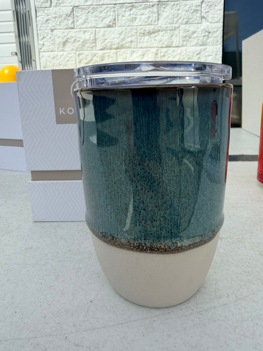 Koupek handmade ceramic tumbler (Midnight moss), Medium