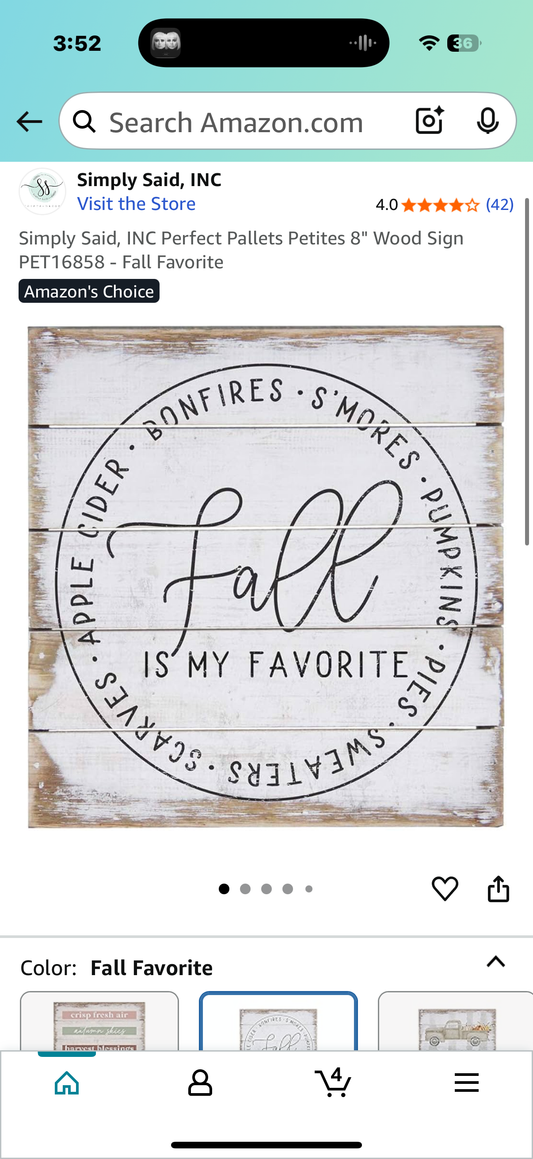 Simply Said, INC Perfect Pallets Petites 8" Wood Sign PET16858 - Fall Favorite
