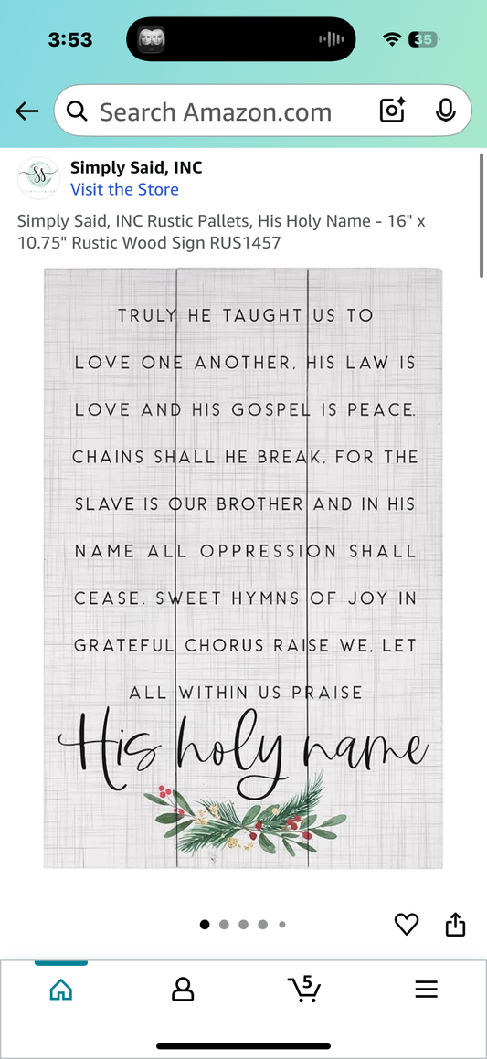 Simply Said, INC Rustic Pallets, His Holy Name - 16" x 10.75" Rustic Wood Sign RUS1457