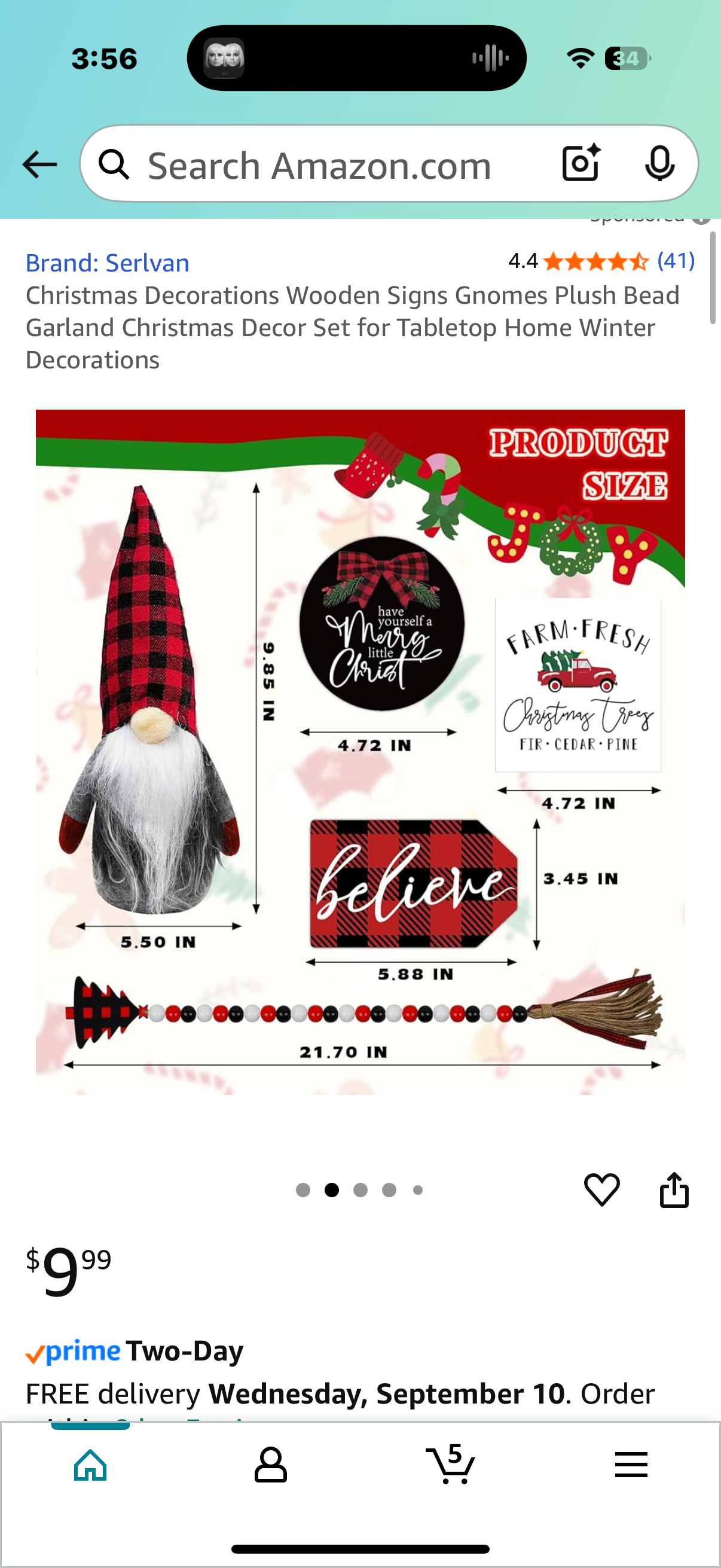 Christmas Decorations Wooden Signs Gnomes Plush Bead Garland Christmas Decor Set for Tabletop Home Winter Decorations