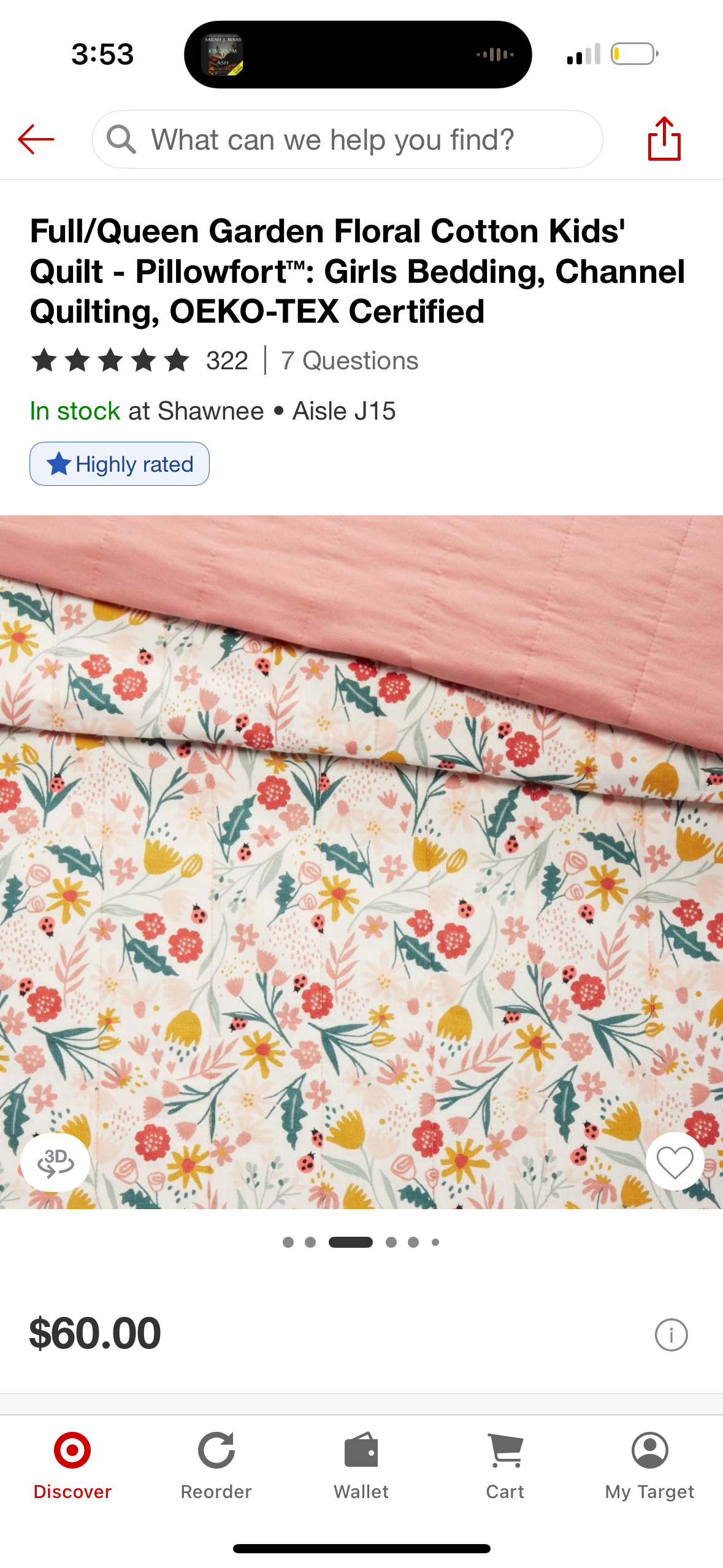 Full/Queen Garden Floral Cotton Kids' Quilt - Pillowfort™: Girls Bedding, Channel Quilting, OEKO-TEX Certified