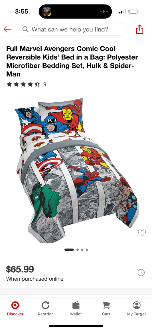 Full Marvel Avengers Comic Cool Reversible Kids' Bed in a Bag: Polyester Microfiber Bedding Set, Hulk & Spider-Man