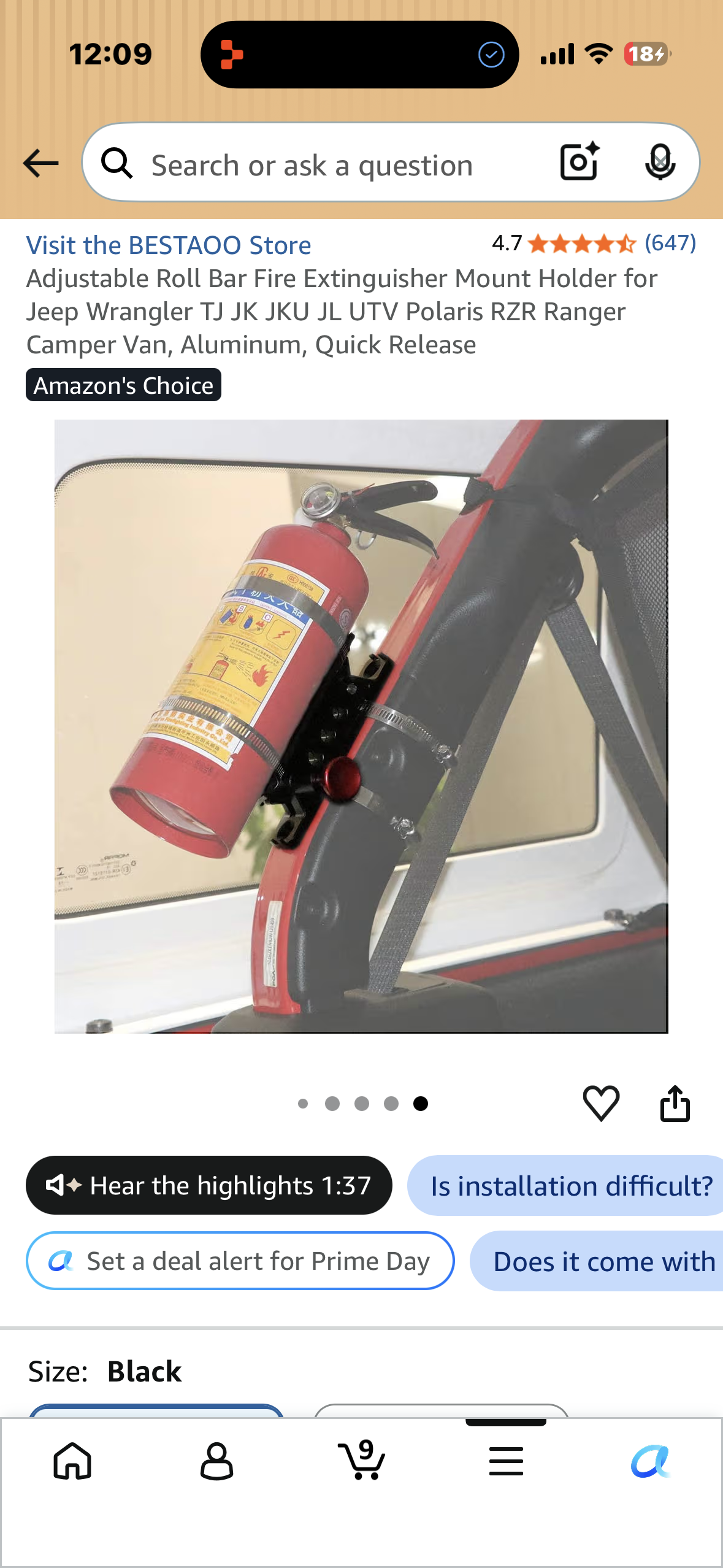 2-Pack, Adjustable Roll Bar Fire Extinguisher Mount Holder for Jeep Wrangler, UTV, Polaris, RZR, Ranger, Camper Van, Aluminum, Quick Release