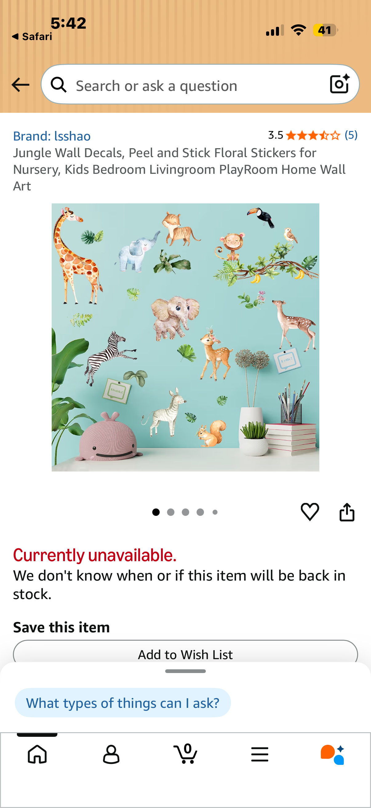 Jungle Wall Decals, Peel and Stick Floral Stickers for Nursery, Kids Bedroom Livingroom PlayRoom Home Wall Art