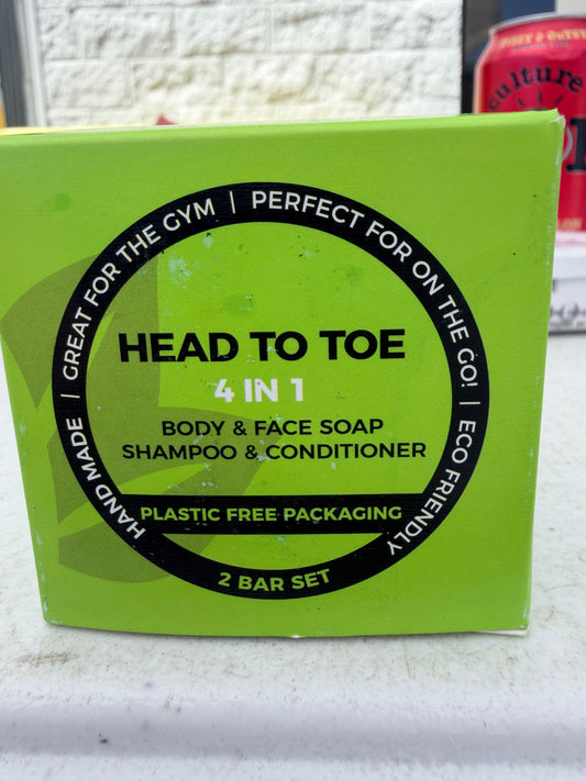 Head To Toe 4-in-1 Body & Face Soap Shampoo & Conditioner (2 Bar set)