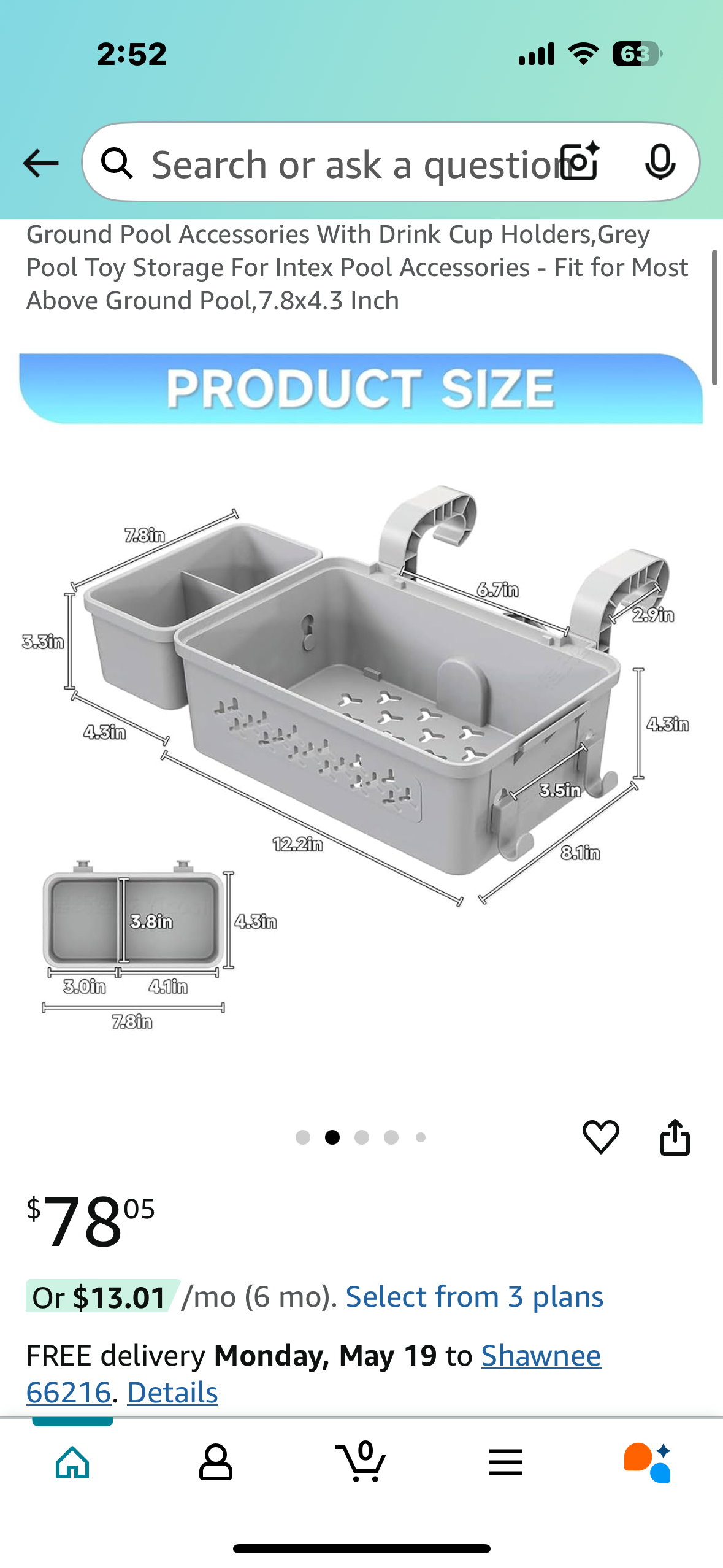 PENGKE 2 Set Pool Side Storage Basket and Above Ground Pool Accessories With Drink Cup Holders,Grey Pool Toy Storage For Intex Pool Accessories - Fit for Most Above Ground Pool,7.8x4.3 Inch