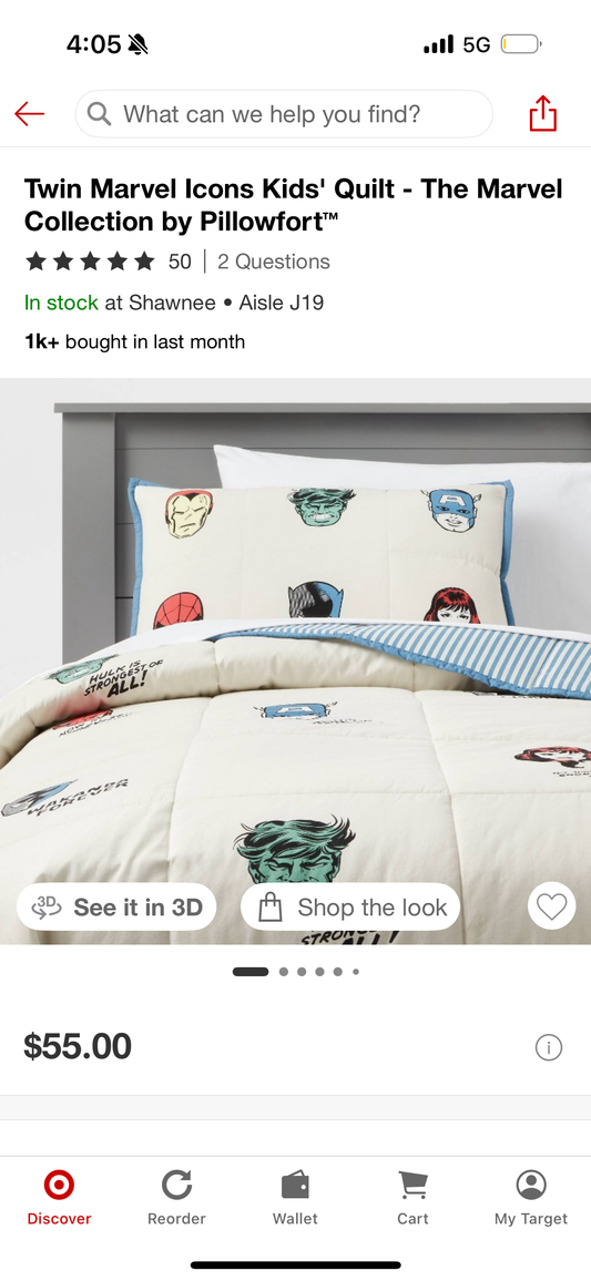 Twin Marvel Icons Kids' Quilt - The Marvel Collection by Pillowfort™