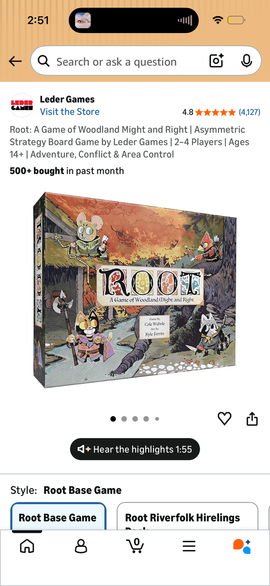 Root: A Game of Woodland Might and Right | Asymmetric Strategy Board Game by Leder Games | 2–4 Players | Ages 14+ | Adventure, Conflict & Area Control