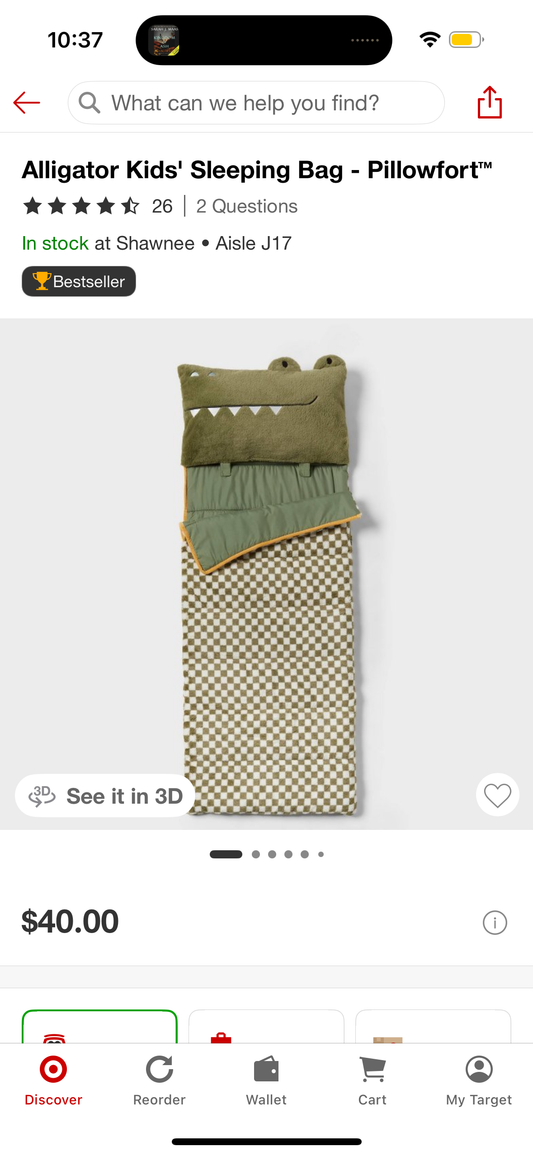 Alligator Kids' Sleeping Bag - Pillowfort™