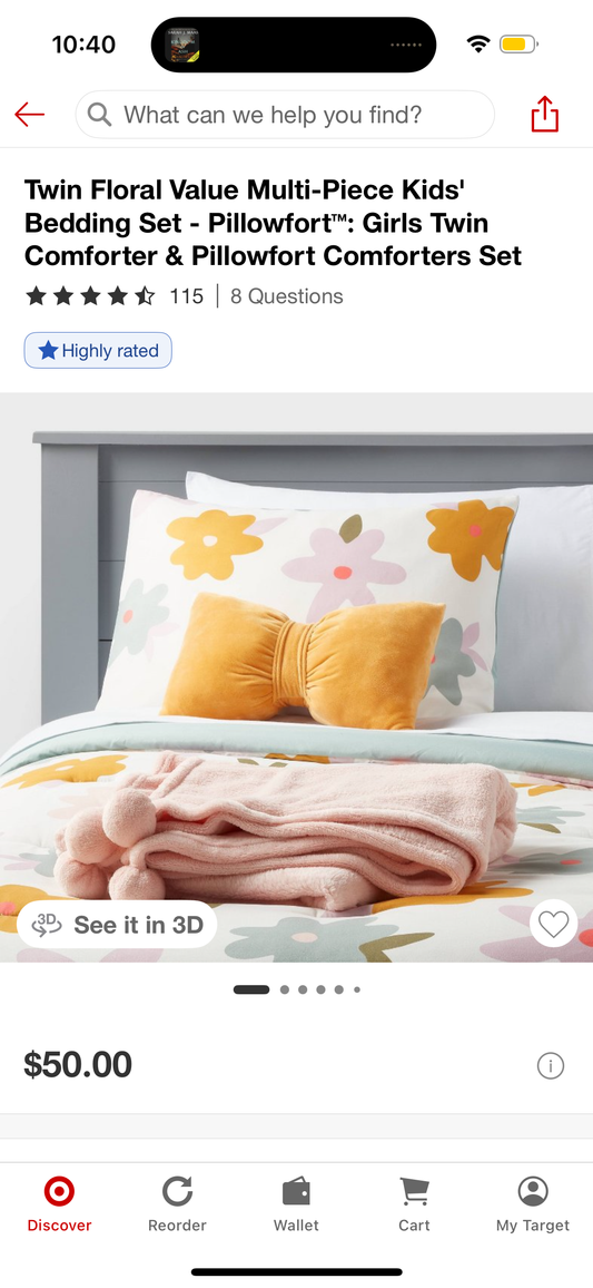 Twin Floral Value Multi-Piece Kids' Bedding Set - Pillowfort™: Girls Twin Comforter & Pillowfort Comforters Set