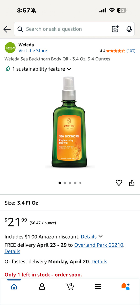 Weleda Sea Buckthorn Body Oil - 3.4 Oz, 3.4 Ounces