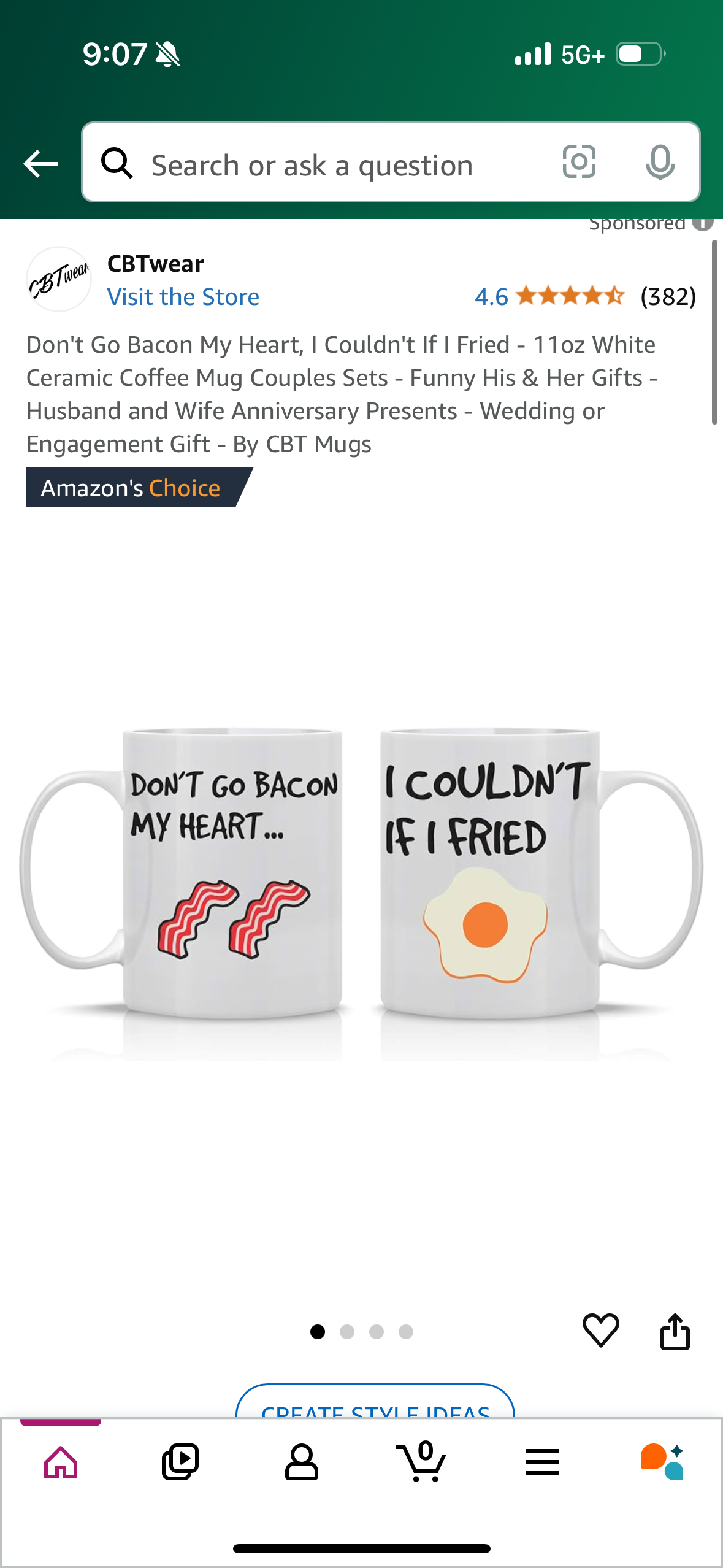 Don't Go Bacon My Heart, I Couldn't If I Fried - 11oz White Ceramic Coffee Mug Couples Sets - Funny His & Her Gifts - Husband and Wife Anniversary Presents - Wedding or Engagement Gift - By CBT Mugs