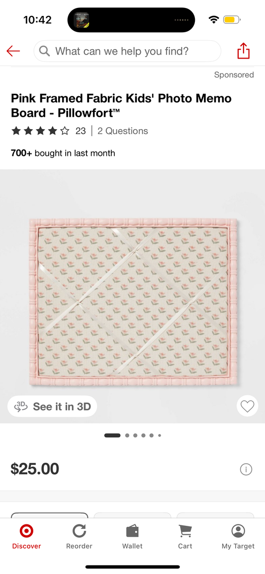 Pink Framed Fabric Kids' Photo Memo Board - Pillowfort™
