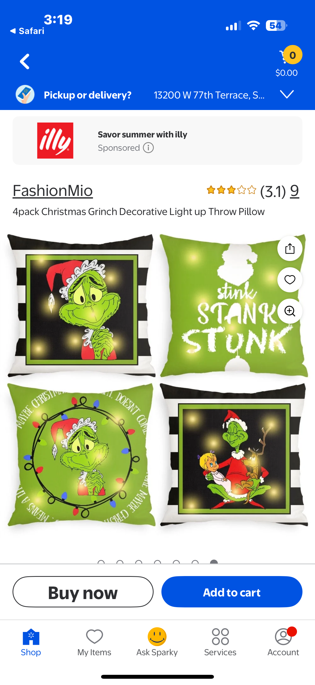 2 pack Christmas Grinch Decorative Light up Throw Pillow