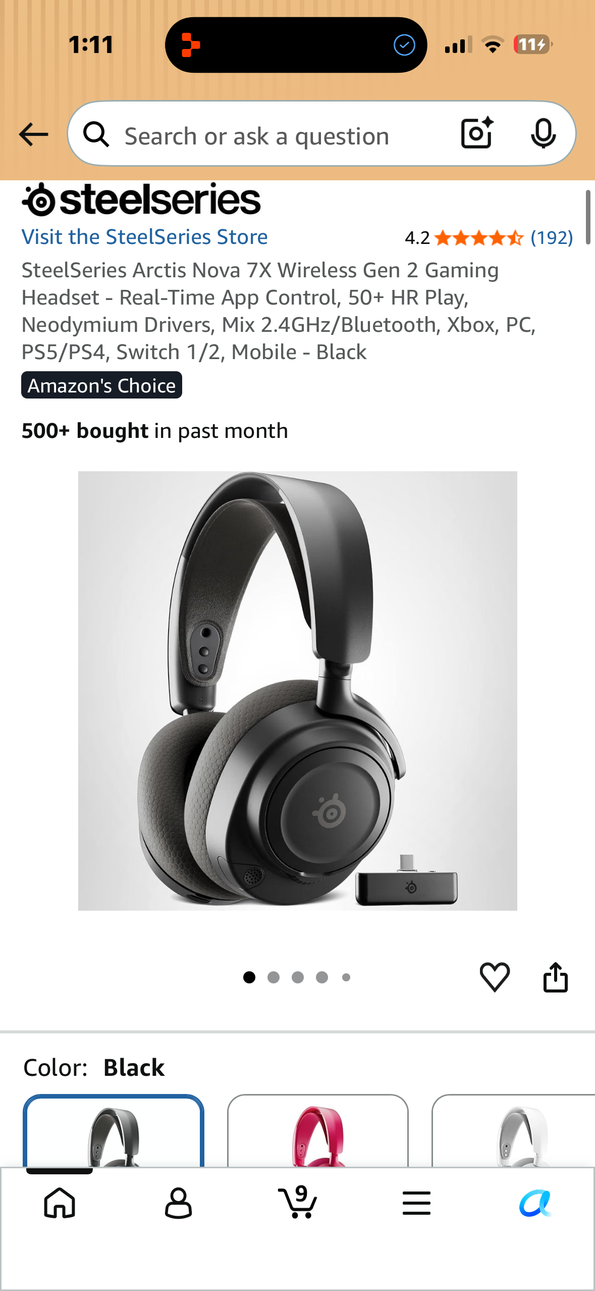 SteelSeries Arctis Nova 7X Wireless Gen 2 Gaming Headset - Real-Time App Control, 50+ HR Play, Neodymium Drivers, Mix 2.4GHz/Bluetooth