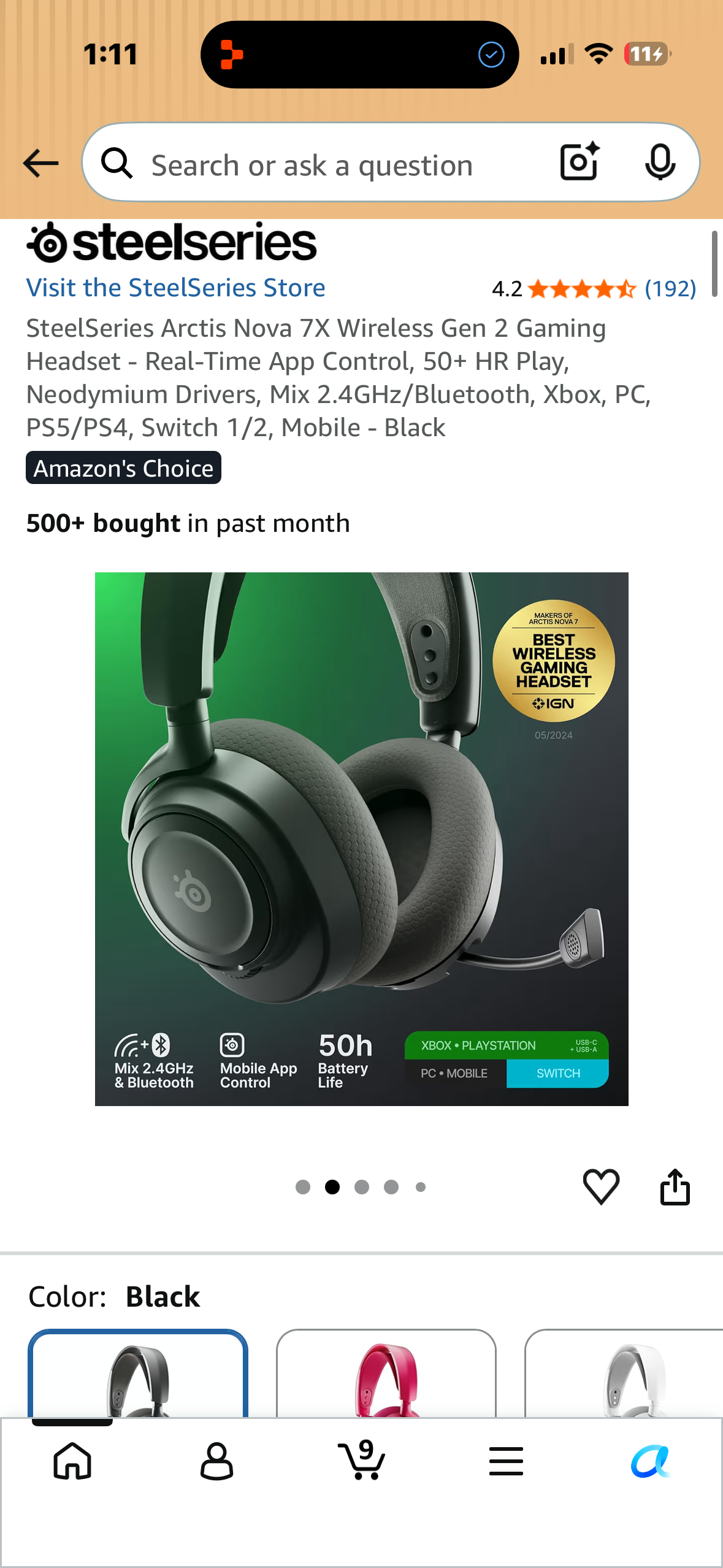 SteelSeries Arctis Nova 7X Wireless Gen 2 Gaming Headset - Real-Time App Control, 50+ HR Play, Neodymium Drivers, Mix 2.4GHz/Bluetooth