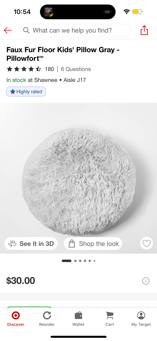 Faux Fur Floor Kids' Pillow Gray - Pillowfort™