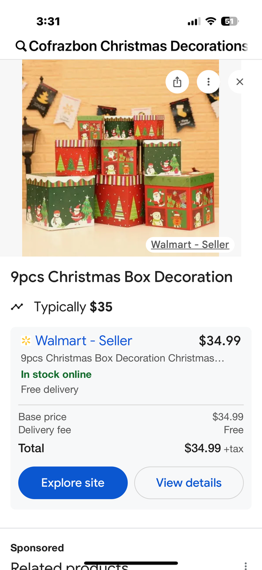 Christmas Decorations, 9PCS Christmas Gift Boxes with Lids for Presents, Holiday Gift Wrap and Christmas Tree Decorations-3 Size