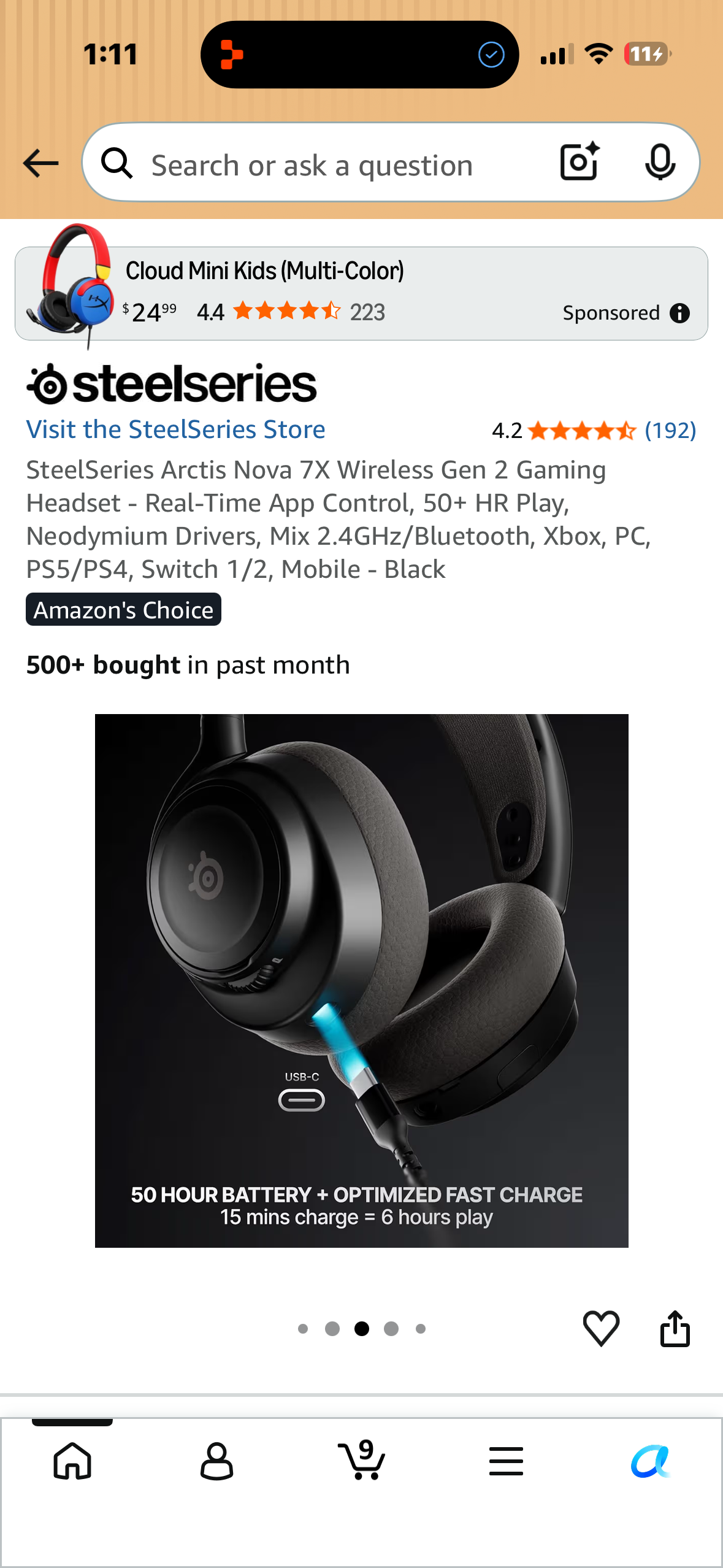 SteelSeries Arctis Nova 7X Wireless Gen 2 Gaming Headset - Real-Time App Control, 50+ HR Play, Neodymium Drivers, Mix 2.4GHz/Bluetooth