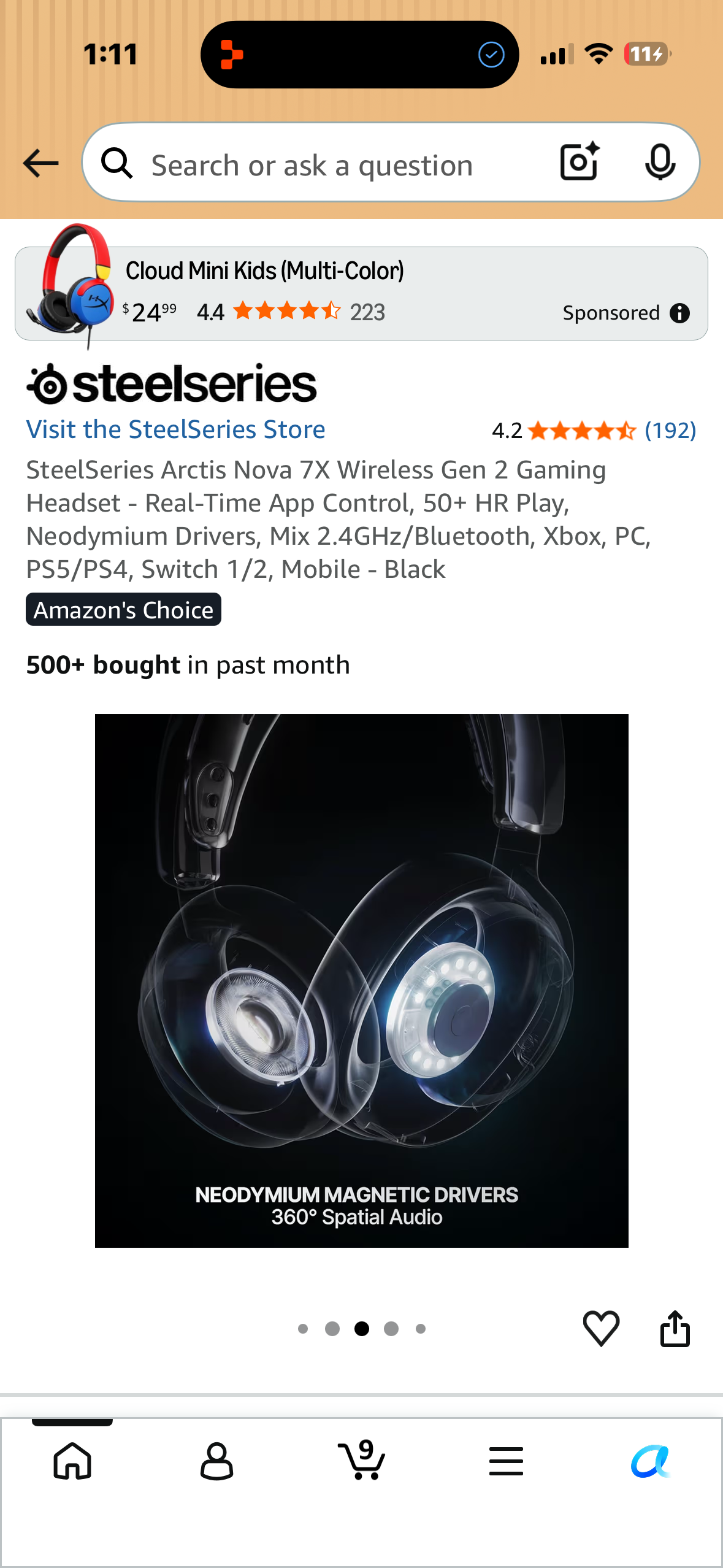 SteelSeries Arctis Nova 7X Wireless Gen 2 Gaming Headset - Real-Time App Control, 50+ HR Play, Neodymium Drivers, Mix 2.4GHz/Bluetooth