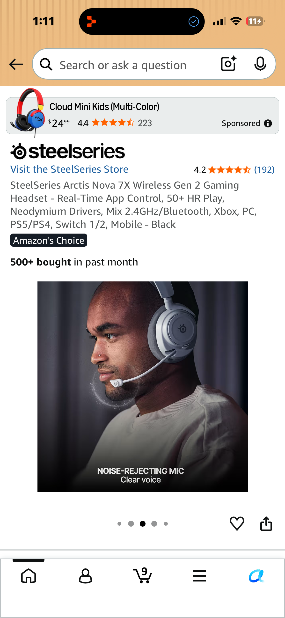 SteelSeries Arctis Nova 7X Wireless Gen 2 Gaming Headset - Real-Time App Control, 50+ HR Play, Neodymium Drivers, Mix 2.4GHz/Bluetooth