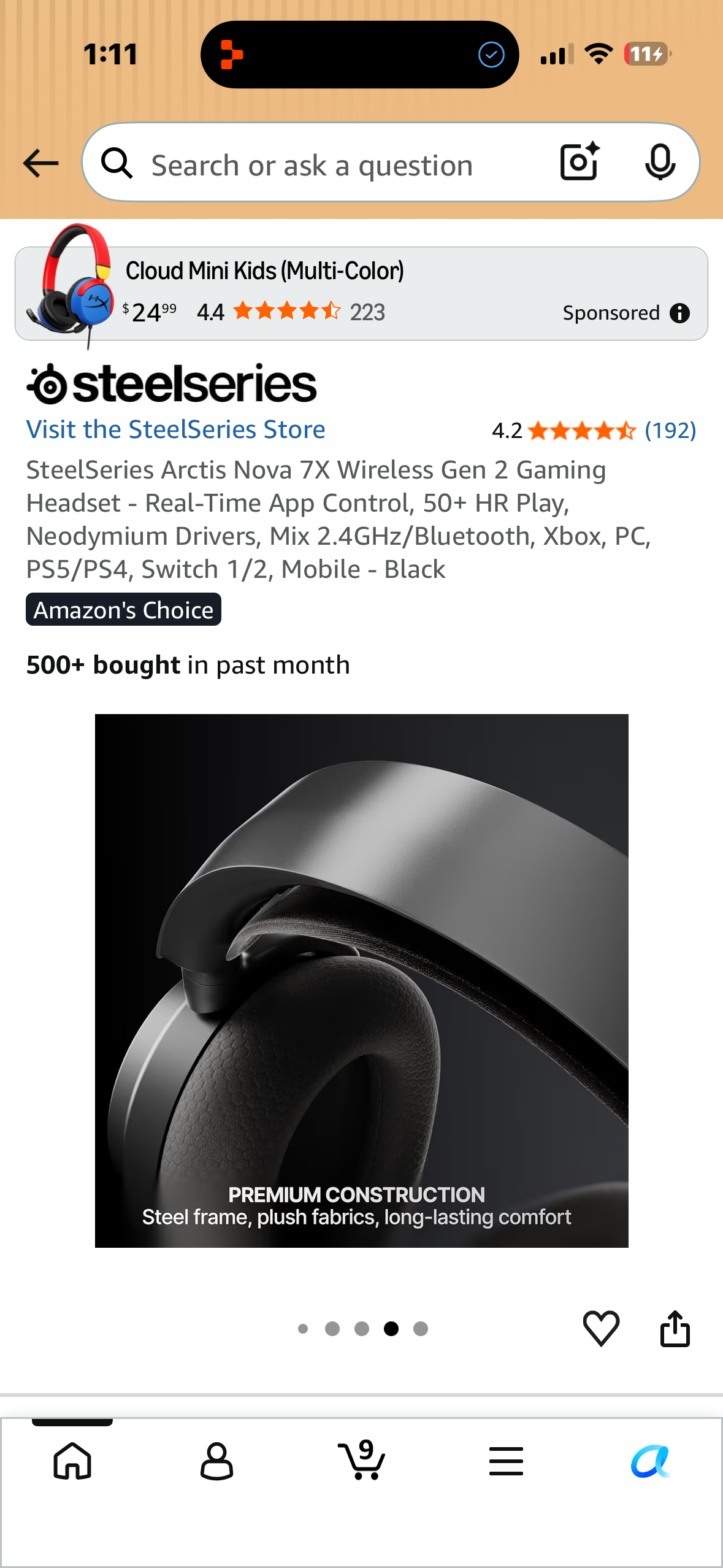 SteelSeries Arctis Nova 7X Wireless Gen 2 Gaming Headset - Real-Time App Control, 50+ HR Play, Neodymium Drivers, Mix 2.4GHz/Bluetooth