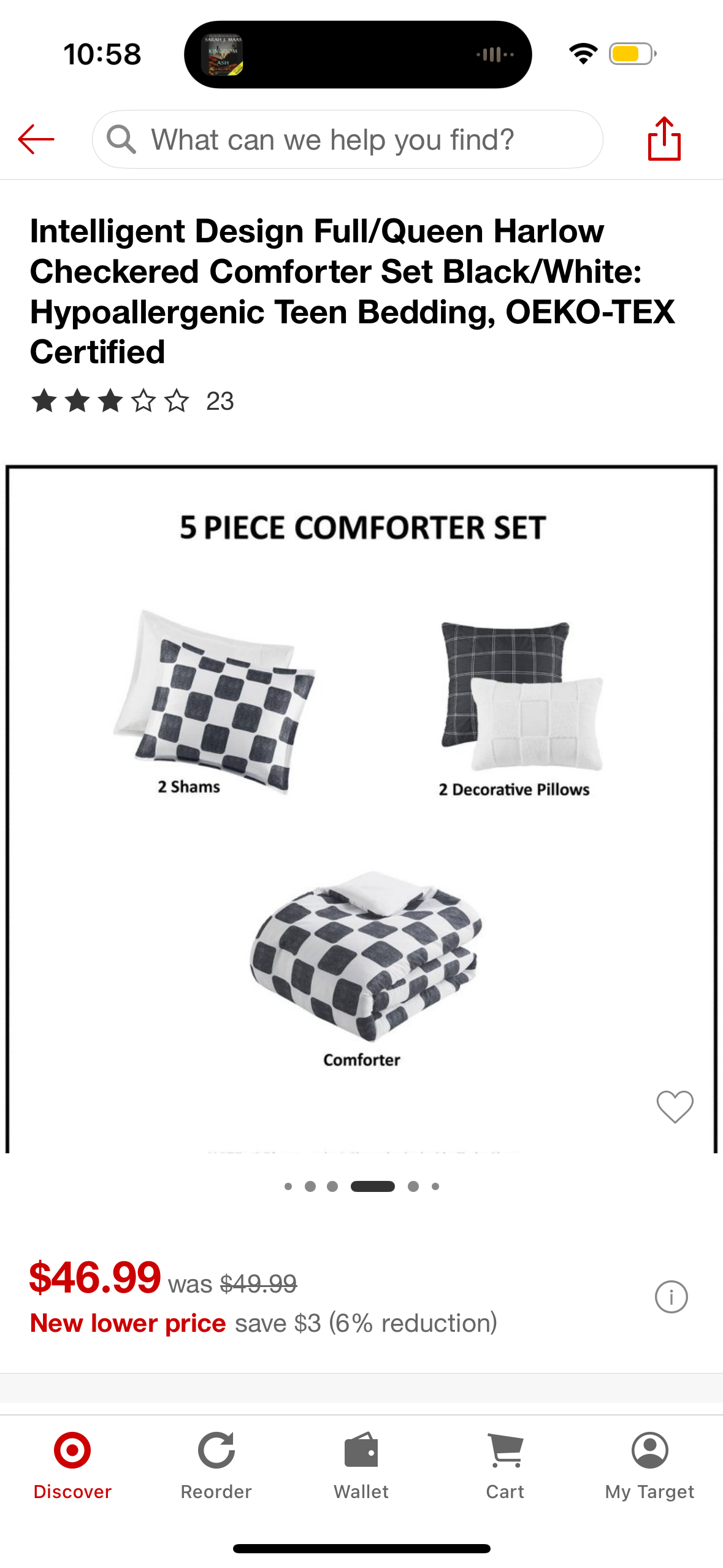 Intelligent Design Full/Queen Harlow Checkered Comforter Set Black/White: Hypoallergenic Teen Bedding, OEKO-TEX Certified