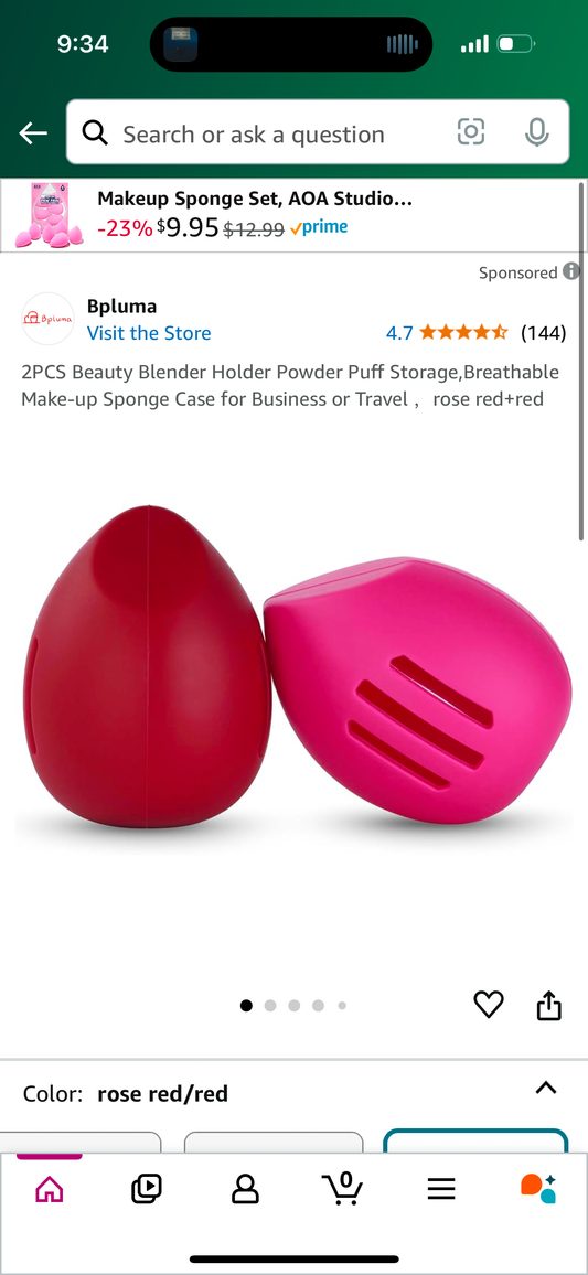 TWO PACKAGES, 2PCS (4) Beauty Blender Holder Powder Puff Storage,Breathable Make-up Sponge Case for Business or Travel, Assorted Colors