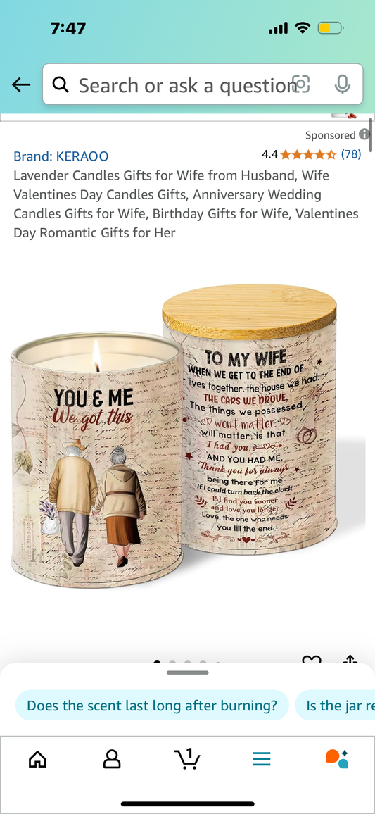Lavender Candles Gifts for Wife from Husband, Wife Valentines Day Candles Gifts, Anniversary Wedding Candles Gifts for Wife, Birthday Gifts for Wife, Valentines Day Romantic Gifts for Her