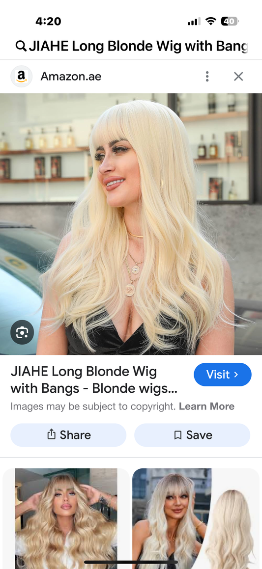 JIAHE Long Blonde Wig with Bangs - Blonde wigs for women Blonde wavy hair wig synthetic wig everyday party cosplay Use 24 Inch (Blond wig)