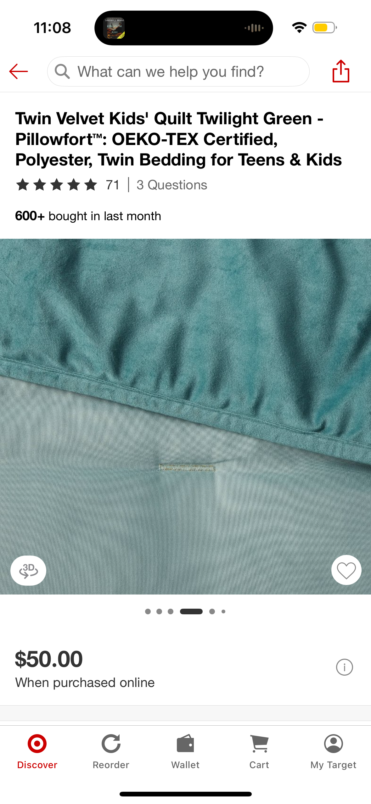 Twin Velvet Kids' Quilt Twilight Green - Pillowfort™: OEKO-TEX Certified, Polyester, Twin Bedding for Teens & Kids